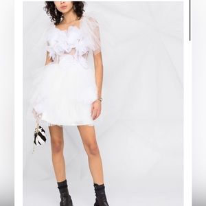 LOULOU the brand -tulle party mini dress with Floral Appliqué